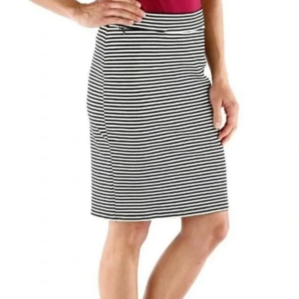 Toad&Co Paseo Ponte Knit Striped Pencil Skirt Pull-On Stretch Zip Pocket Size S